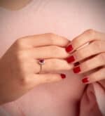 Solitario Compromiso Oro Blanco 18K Rubí y Diamantes - Imagen 2