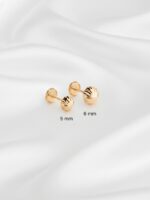 Pendientes 1/2 Bola Tallada 5 mm Oro Amarillo 18K Tuerca - Imagen 3