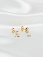 Pendientes 1/2 Bola Tallada 5 mm Oro Amarillo 18K Presión - Imagen 3