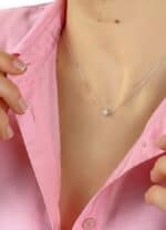 Gargantilla Diamante 0,050 ct. Oro Blanco 18K Estrella 6 mm - Imagen 2