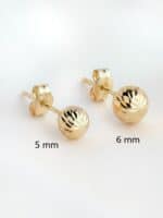 Pendientes Bola Tallada 6 mm Oro Amarillo 18K Presión - Imagen 3
