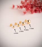 Pendientes Media Bola Lisa 6mm Oro Amarillo Tuerca - Imagen 2