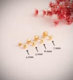 Pendientes Media Bola Lisa 6mm Oro Amarillo Tuerca - Imagen 3