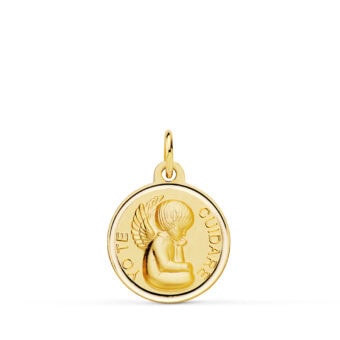 Medalla Bebé Angelito 16 mm Oro Amarillo 18K "Yo Te Cuidaré"