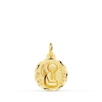 Medalla Angelito 14 mm Oro Amarillo 18K "Yo Te Cuidaré"