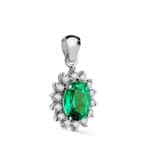 Colgante 11,5 x 9,5 mm Oro Blanco 18K Esmeralda y Orla Diamantes Lab 0,35 ct