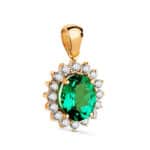 Colgante 14 x 12 mm Oro Amarillo 18K Esmeralda 1,74 ct y Orla Diamantes Lab 0,52 ct