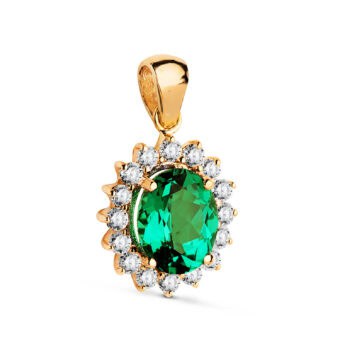 Colgante 14 x 12 mm Oro Amarillo 18K Esmeralda 1,74 ct y Orla Diamantes Lab 0,52 ct