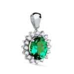 Colgante 9 x 7 mm Oro Blanco 18K Esmeralda y Orla Diamantes Lab 0,52 ct
