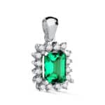 Colgante 13 x 11 mm Oro Blanco 18k Esmeralda y Orla Diamantes Lab 0,42 ct