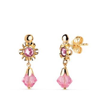 Pendientes Cubanitas 18 x 6,5 mm Oro Amarillo 18K con Circonita
