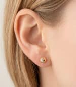 Pendientes Bola Tallada 6 mm Oro Amarillo 18K Presión - Imagen 2