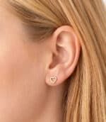 Pendientes Corazón Calado 6x6 mm Oro Amarillo 18K Tuerca - Imagen 2