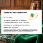 Anillo Compromiso Oro Amarillo 18K Diamantes y Esmeralda 0,39Q - Imagen 3