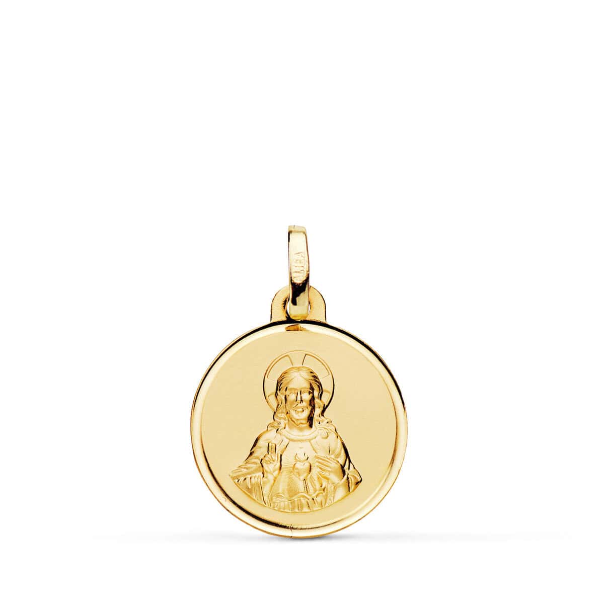 5004-116a Medalla Sagrado Corazón de Jesús 16 mm Oro Amarillo 18K con Bisel - Imagen 1