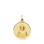Medalla Sagrado Corazón de Jesús 18 mm Oro Amarillo 18K con Bisel