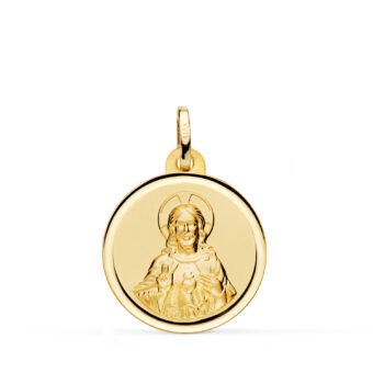 Medalla Sagrado Corazón de Jesús 20 mm Oro Amarillo 18K con Bisel