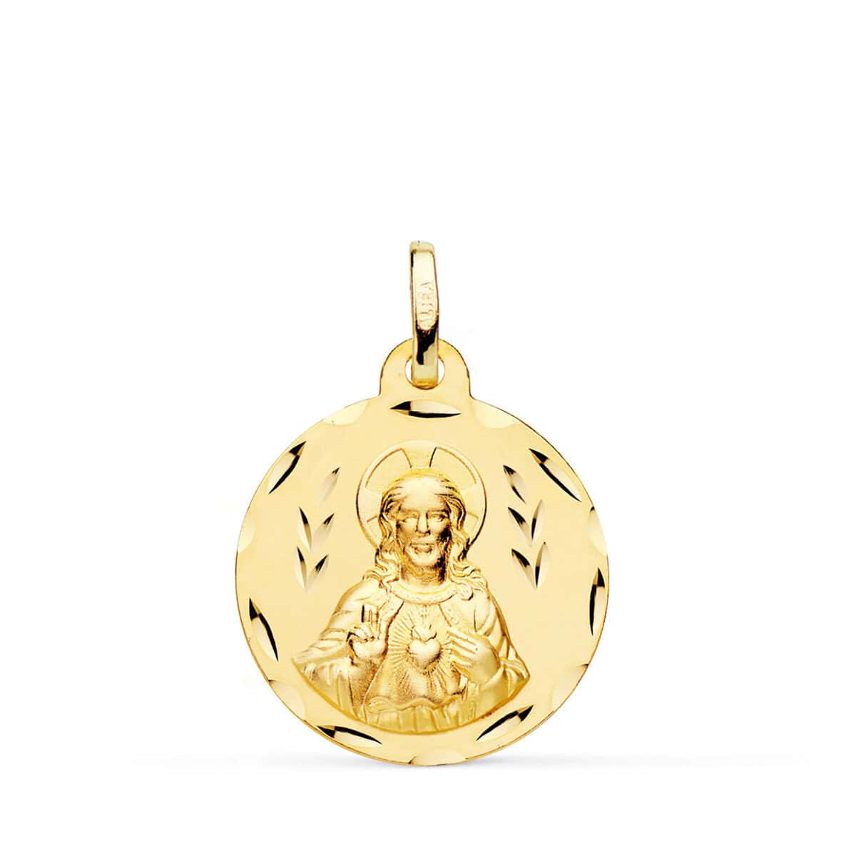 5004-320 Medalla Sagrado Corazón de Jesús 20 mm Oro Amarillo 18K Tallas - Imagen 1