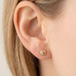 Pendientes Bola Tallada 6 mm Oro Amarillo 18K Presión - Imagen 2