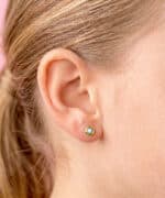 Pendientes Redondos con Turquesas 5 mm de Oro Amarillo 18K Tuerca - Imagen 2