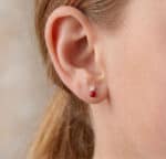 Pendientes "Tu y Yo" 5x3 mm Oro Amarillo 18K Coralina y Circonitas - Imagen 2