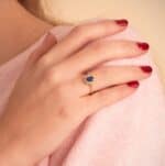 Anillo Compromiso Oro Amarillo 18K Diamantes y Zafiro 0,62Q - Imagen 2