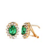 Pendientes Esmeralda en Oro Amarillo 18K y Diamantes Lab 0.580ct
