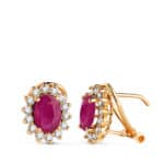 Pendientes Rubí en Oro Amarillo 18K y Diamantes 0.580ct