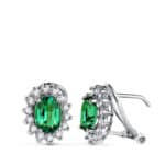 Pendientes Esmeralda en Oro Blanco 18K y Diamantes Lab 0.580ct