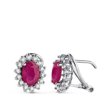 Pendientes Rubí en Oro Blanco 18K y Diamantes 0,580ct