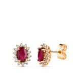 Pendientes Rubí en Oro Amarillo 18K y Diamantes Laboratorio 0.28ct
