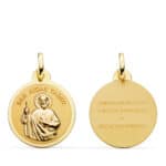 Medalla San Judas Tadeo 20 mm Oro Amarillo 18K con Borde Brillo
