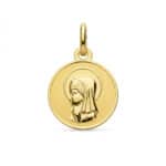 Medalla Virgen Niña 14 mm Oro Amarillo 18K