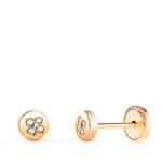 Pendientes Bebé 4 mm en Oro Amarillo de 18 Quilates Esferas con Circonitas