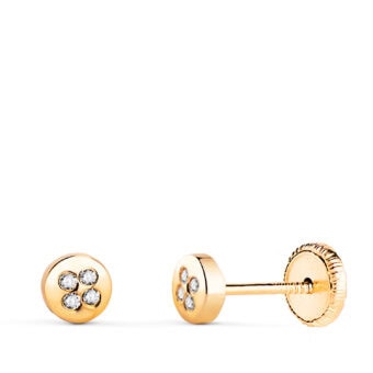 Pendientes Bebé 4 mm en Oro Amarillo de 18 Quilates Esferas con Circonitas