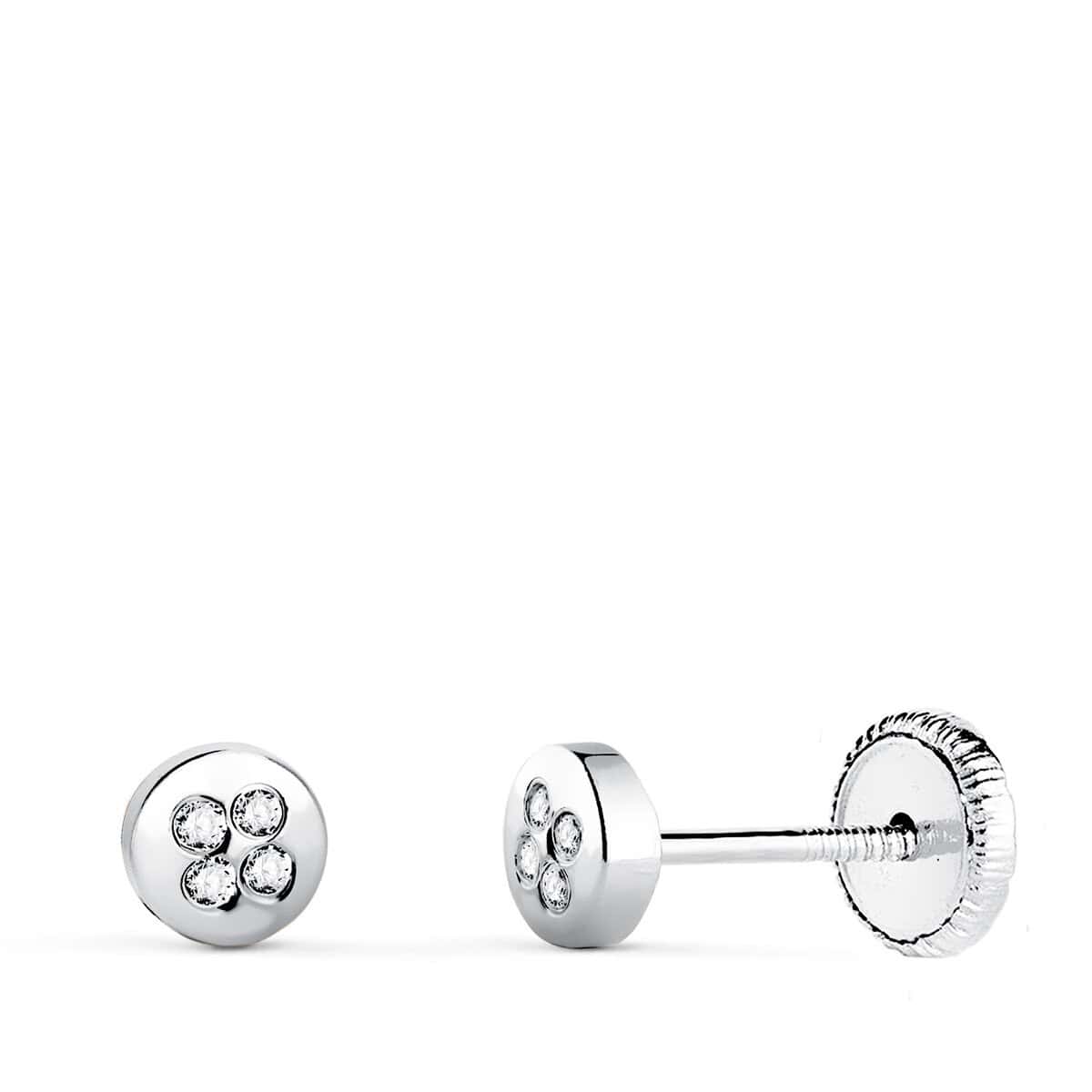 15645n Pendientes Bebé 4 mm en Oro Blanco de 18 Quilates Esferas con Circonitas - Imagen 1