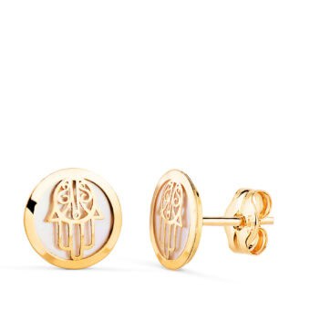 Pendientes Mano de Fátima 8 mm Oro Amarillo 18K