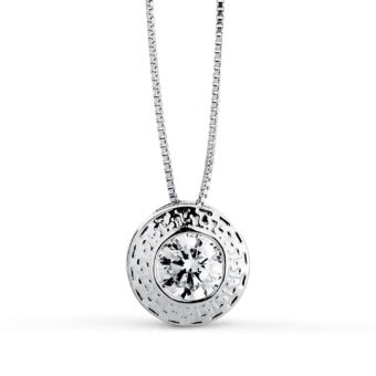 Gargantilla Chatón 8,5mm Oro Blanco 18K Circonita y Greca