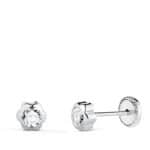 Pendientes Bebé 5mm Oro Blanco 18K Flor Circonita