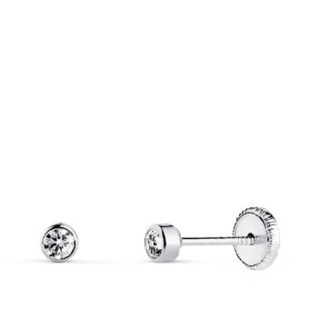 Pendientes Bebé 3mm Oro Blanco 18K Bocel Circonita