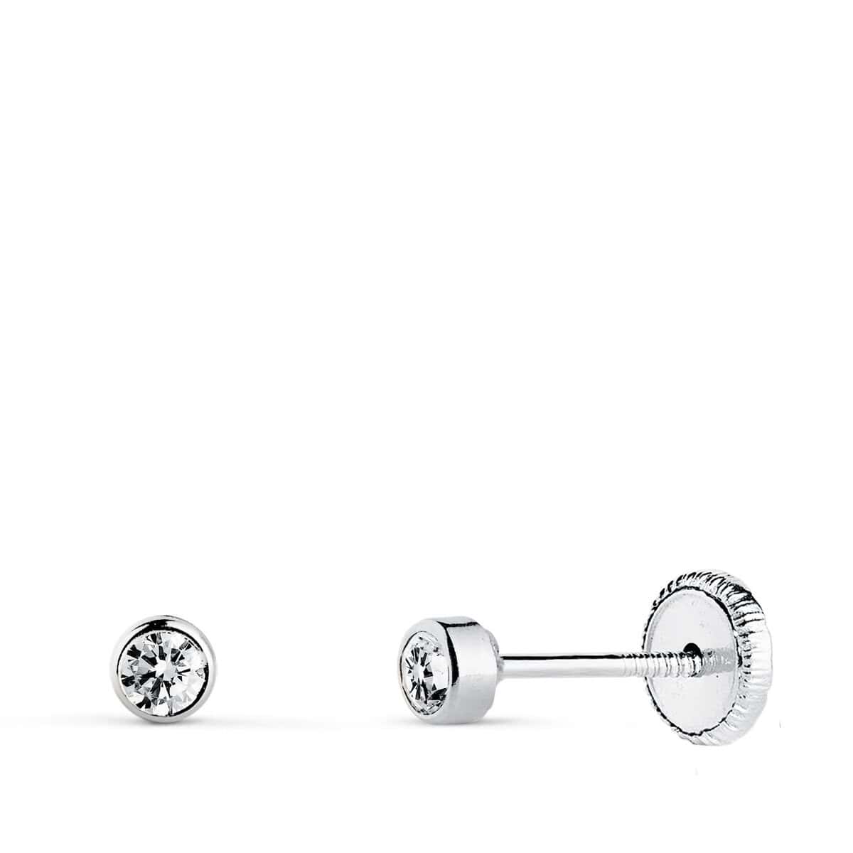 6000-3bt Pendientes Bebé 3mm Oro Blanco 18K Bocel Circonita - Imagen 1