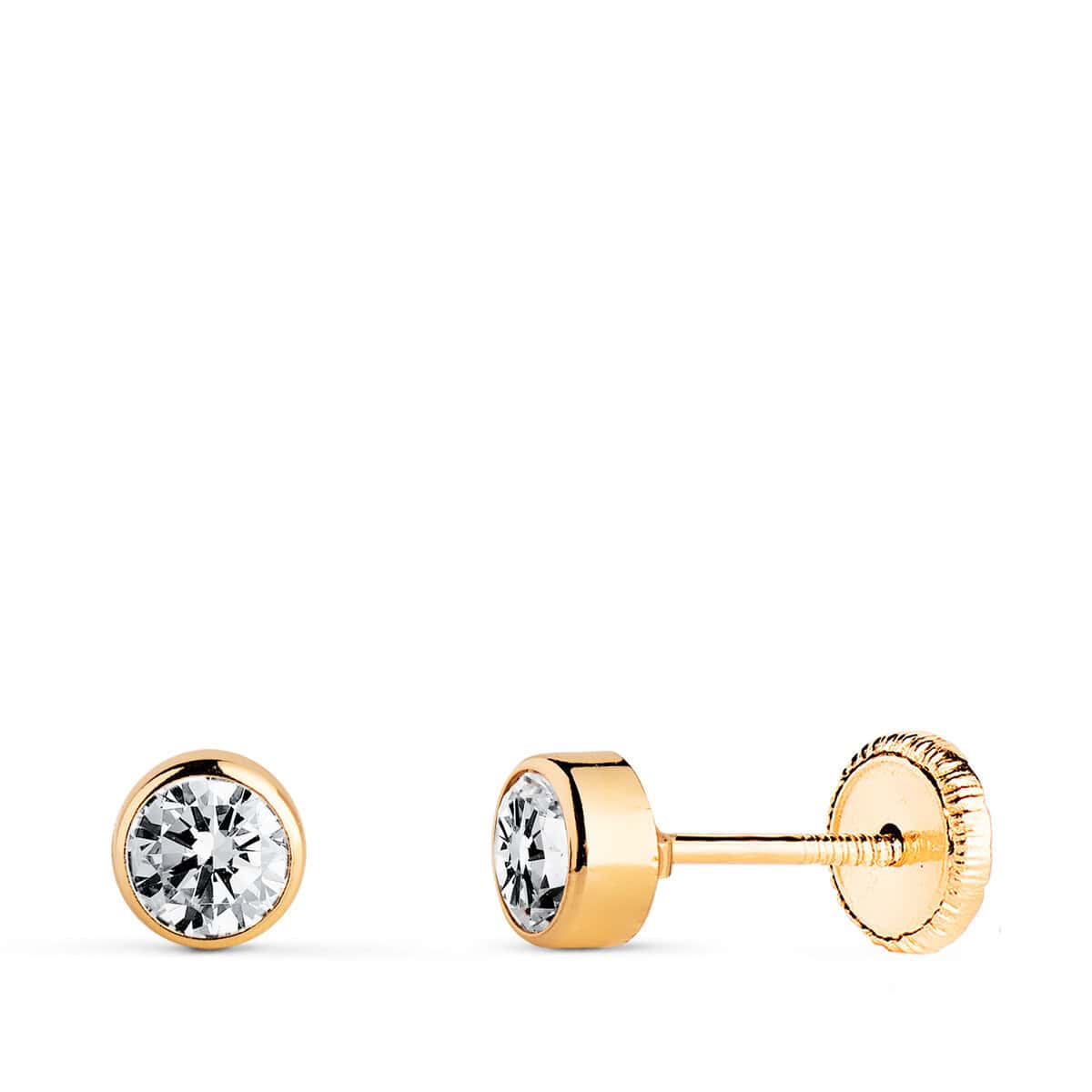 6000-4at Pendientes Bebé 4mm Oro Amarillo 18K Bocel Circonita - Imagen 1