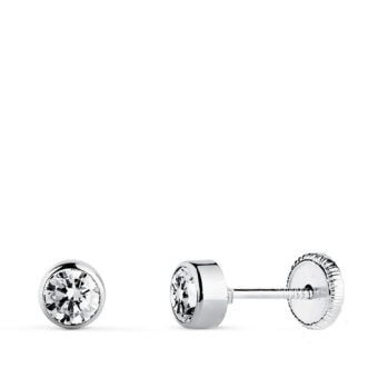 Pendientes Bebé 4mm Oro Blanco 18K Bocel Circonita