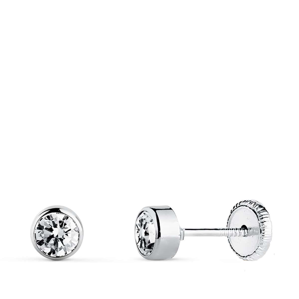 6000-4bt Pendientes Bebé 4mm Oro Blanco 18K Bocel Circonita - Imagen 1