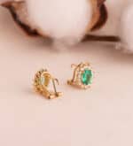 Pendientes Esmeralda en Oro Amarillo 18K y Diamantes Lab 0.580ct - Imagen 3