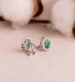 Pendientes Esmeralda en Oro Blanco 18K y Diamantes Lab 0.580ct - Imagen 3
