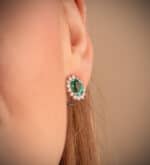 Pendientes Esmeralda en Oro Blanco 18K y Diamantes Lab 0.580ct - Imagen 2