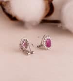 Pendientes Rubí en Oro Blanco 18K y Diamantes 0,580ct - Imagen 3