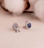 Pendientes Zafiro en Oro Blanco 18K y Diamantes 0,580ct - Imagen 3