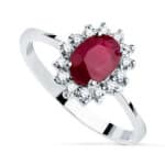 Solitario Compromiso Oro Blanco 18K Diamantes y Rubí 1,04Q